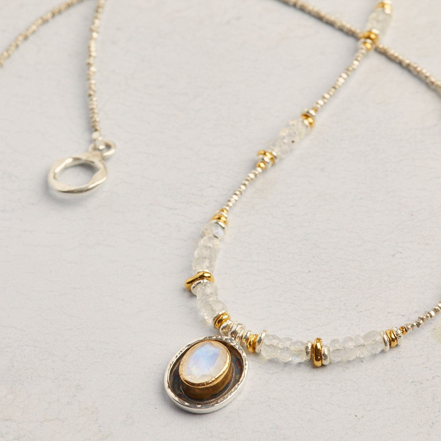 Celeste Moonstone Gold & Silver Necklace