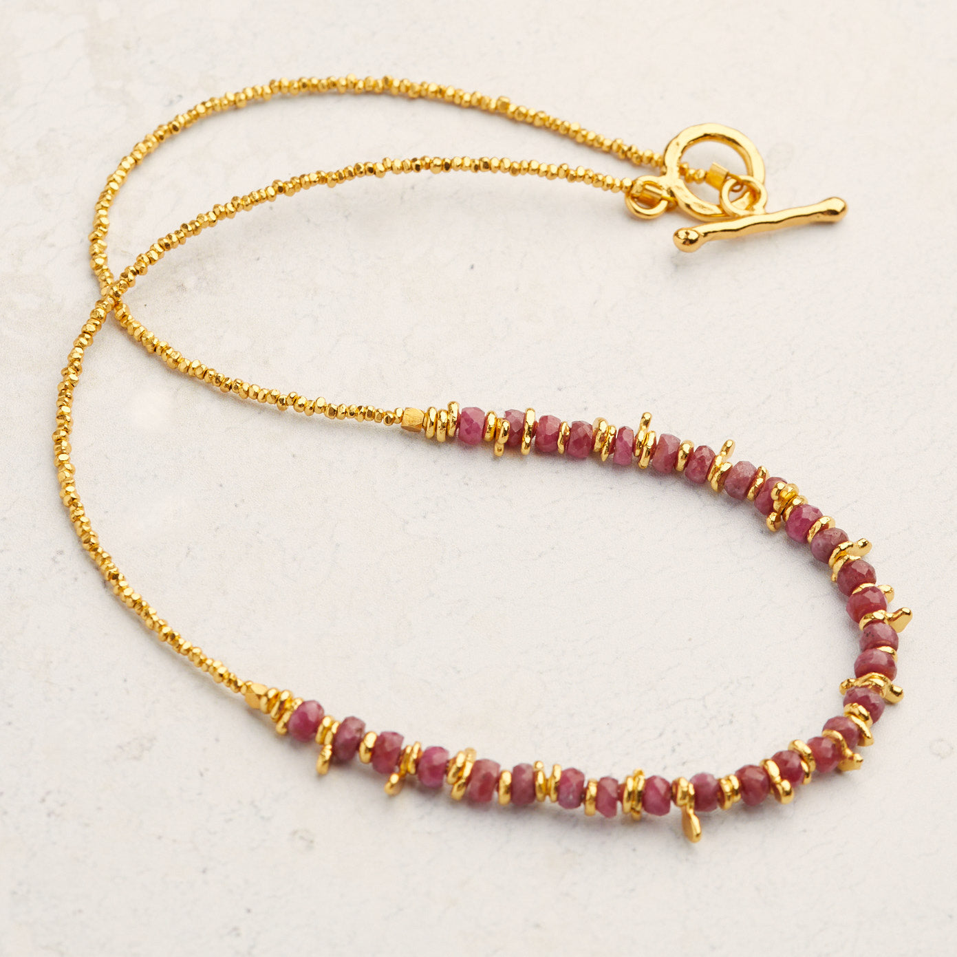 Desert Rose Ruby Necklace Gold