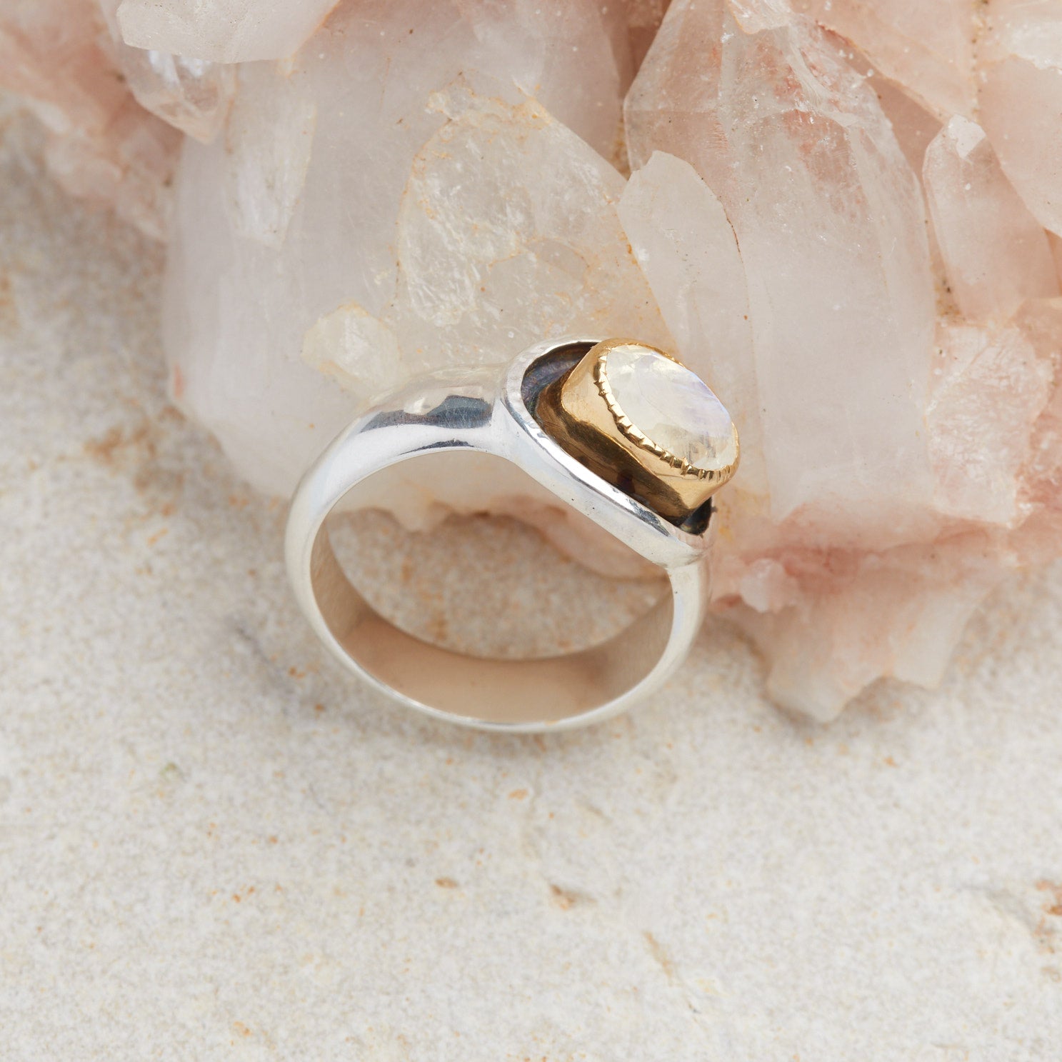 Celeste Moonstone Gold & Silver Ring
