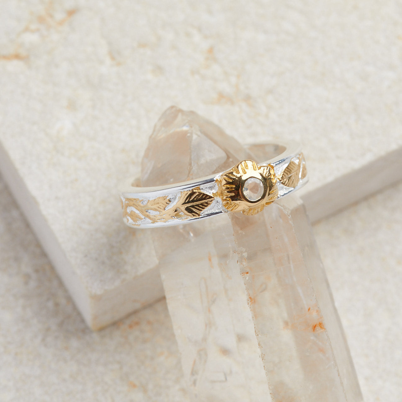 Blessing Moonstone Gold & Silver Ring