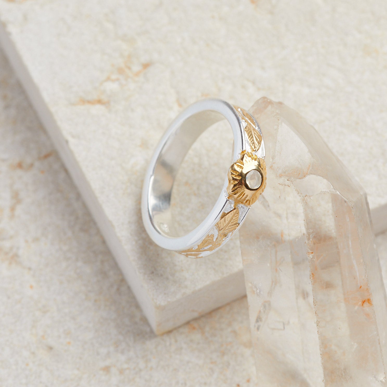 Blessing Moonstone Gold & Silver Ring
