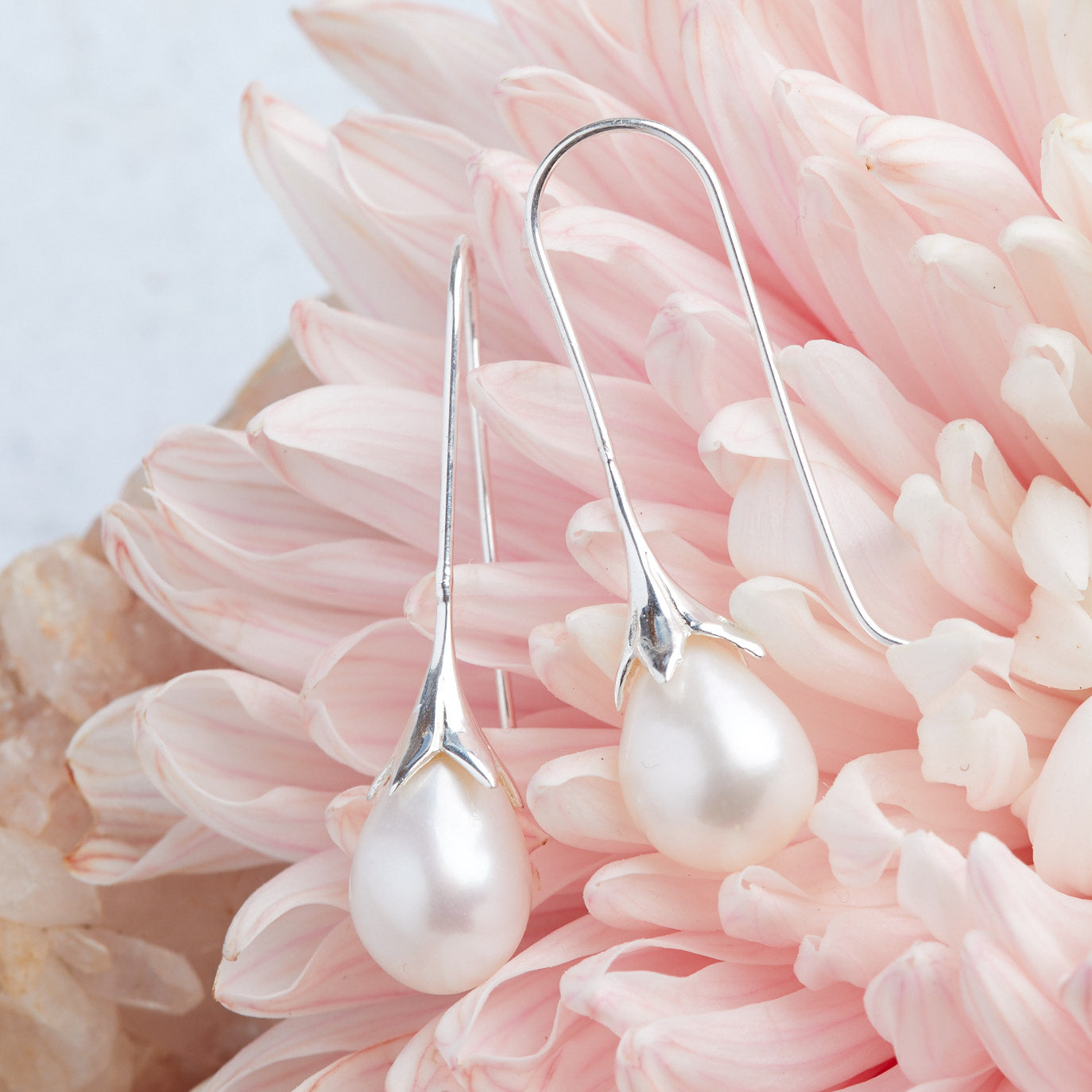 Celestial Pearl Earrings Silver