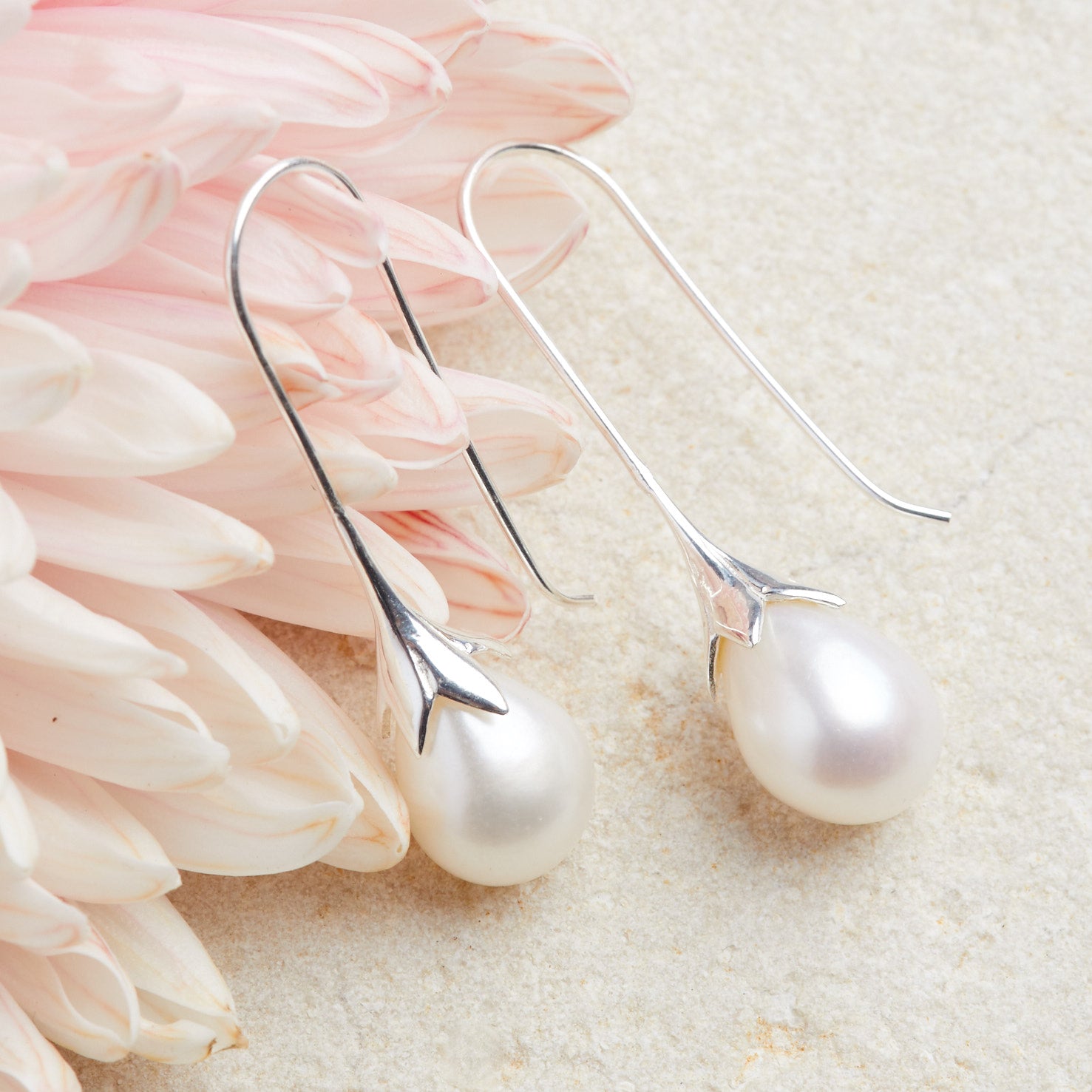 Celestial Pearl Earrings Silver