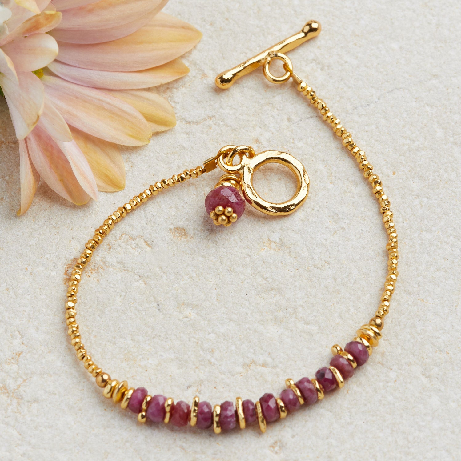 Desert Rose Ruby Bracelet Gold